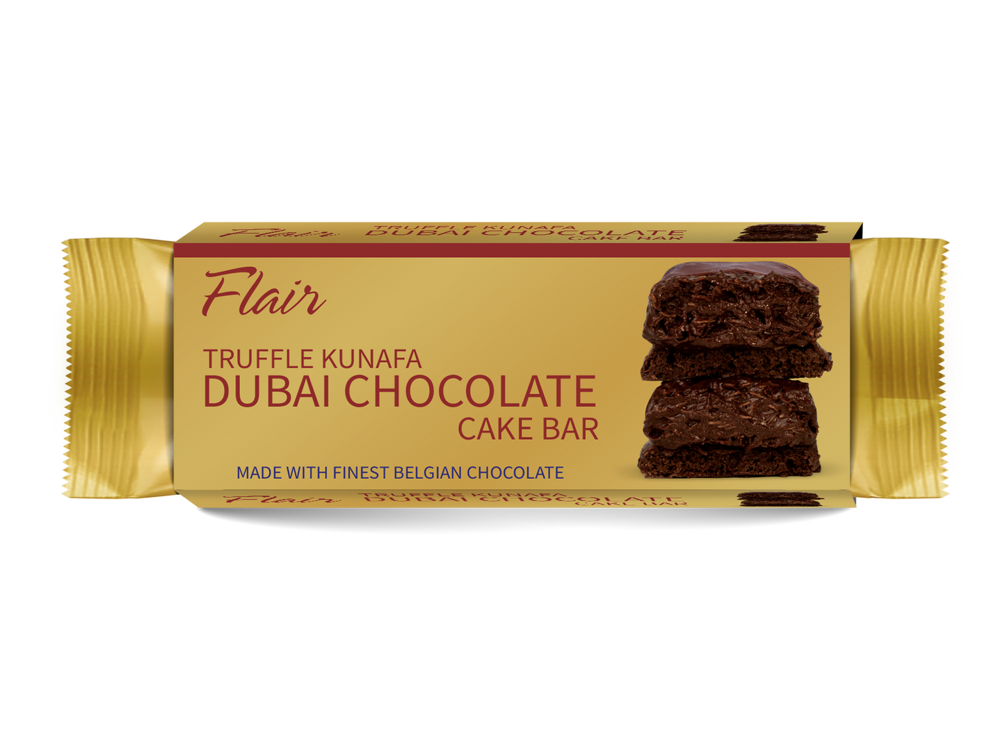 Flair Dubai Truffle Kunafa Chocolate Cake Bar - 12pcs Box (660gm)