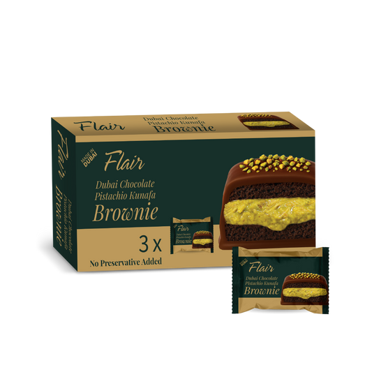 Flair Dubai Chocolate Pistachio Kunafa Brownie - 50gm (Box of 3)