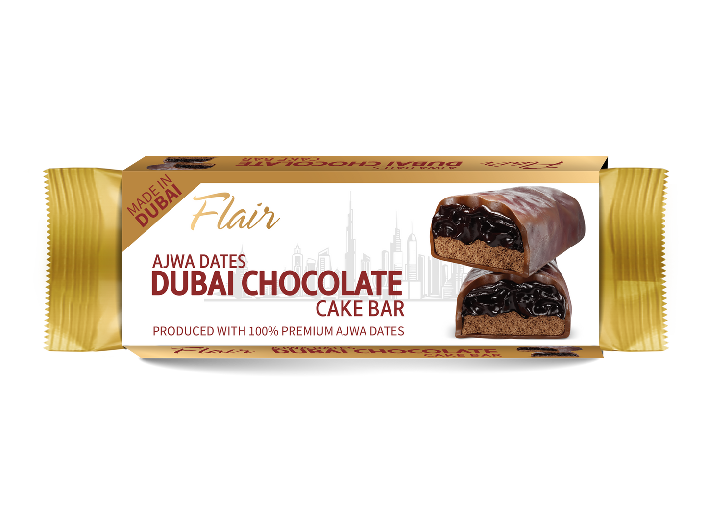 Flair Dubai Ajwa Dates Chocolate Cake Bar - 12pcs Box (480gm)