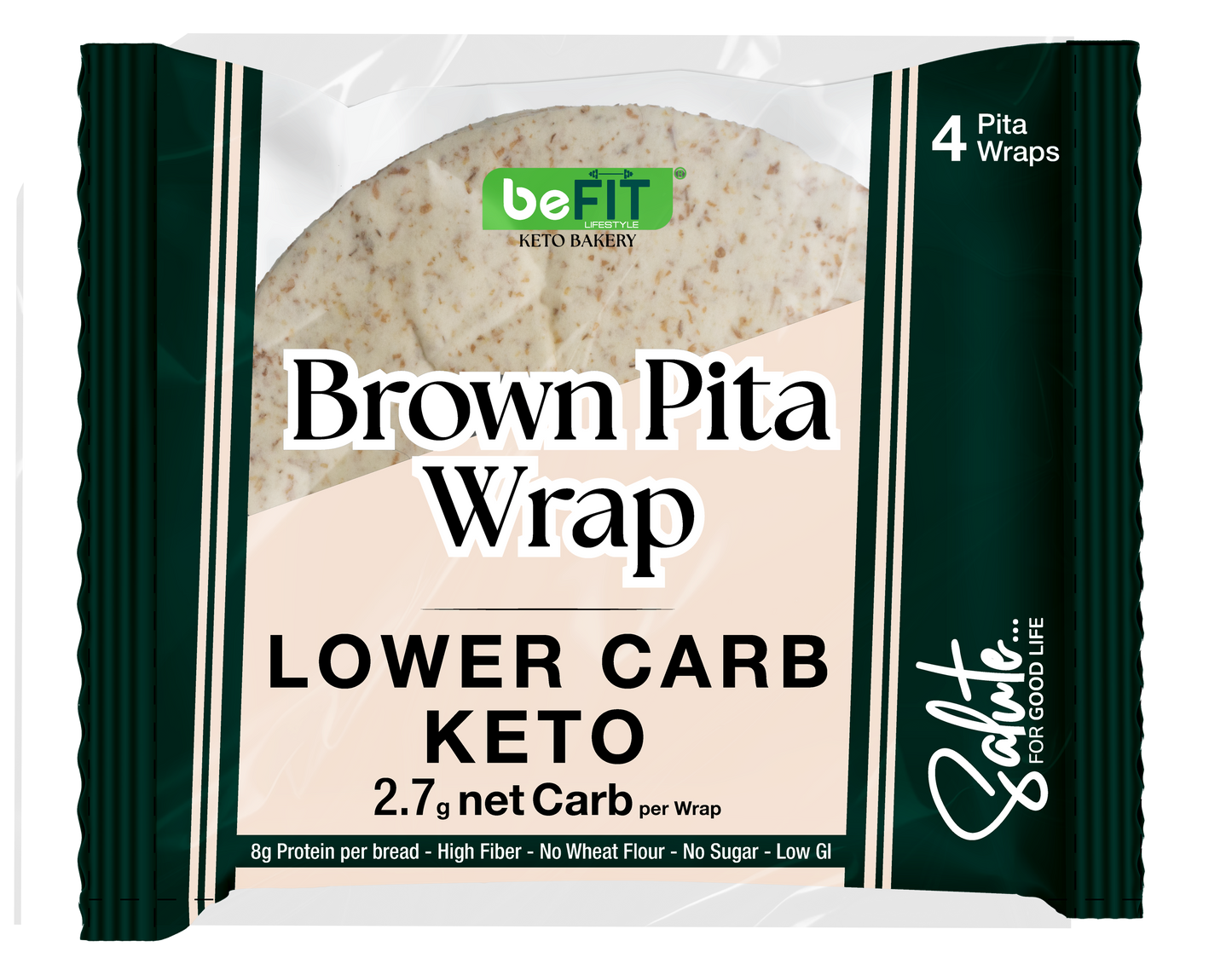 BeFit Brown Pita Wrap Lower Carb Keto 240gm