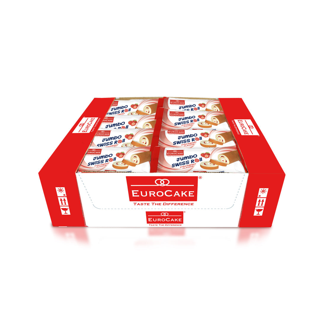 Eurocake Jumbo Swiss Roll Strawberry 24pc Tray