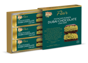 Flair Dubai Pistachio Kunafa Chocolate Cake Bar - 3pcs Box (165gm)