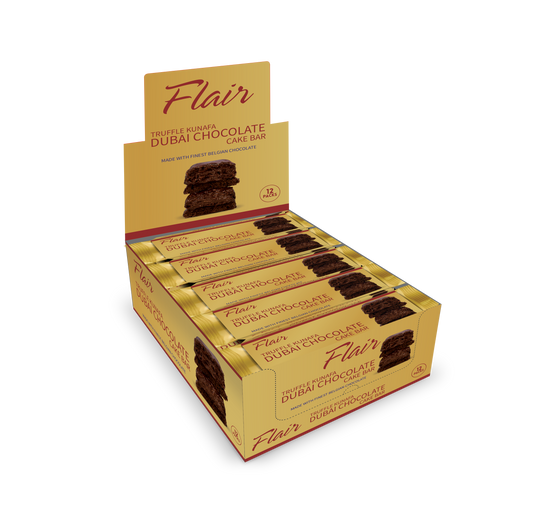 Flair Dubai Truffle Kunafa Chocolate Cake Bar - 12pcs Box (660gm)