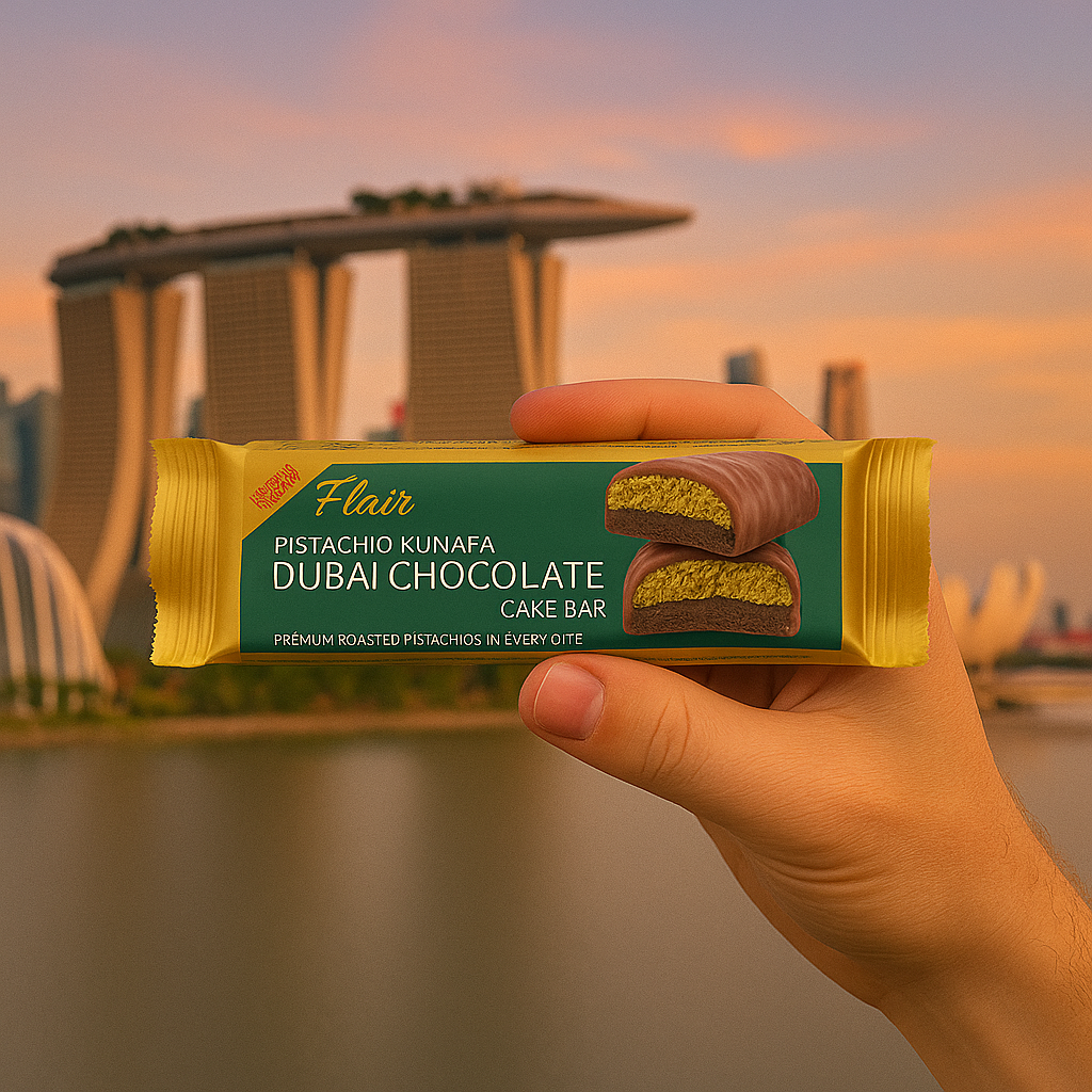 Flair Dubai Pistachio Kunafa Chocolate Cake Bar - 55gm