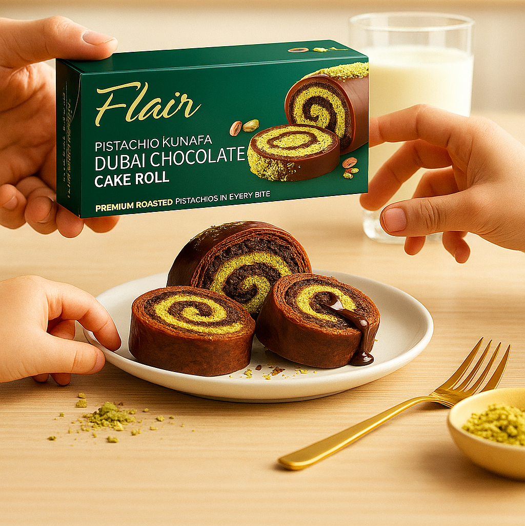 Pistachio Kunafa Dubai Chocolate Cake Roll 165gm