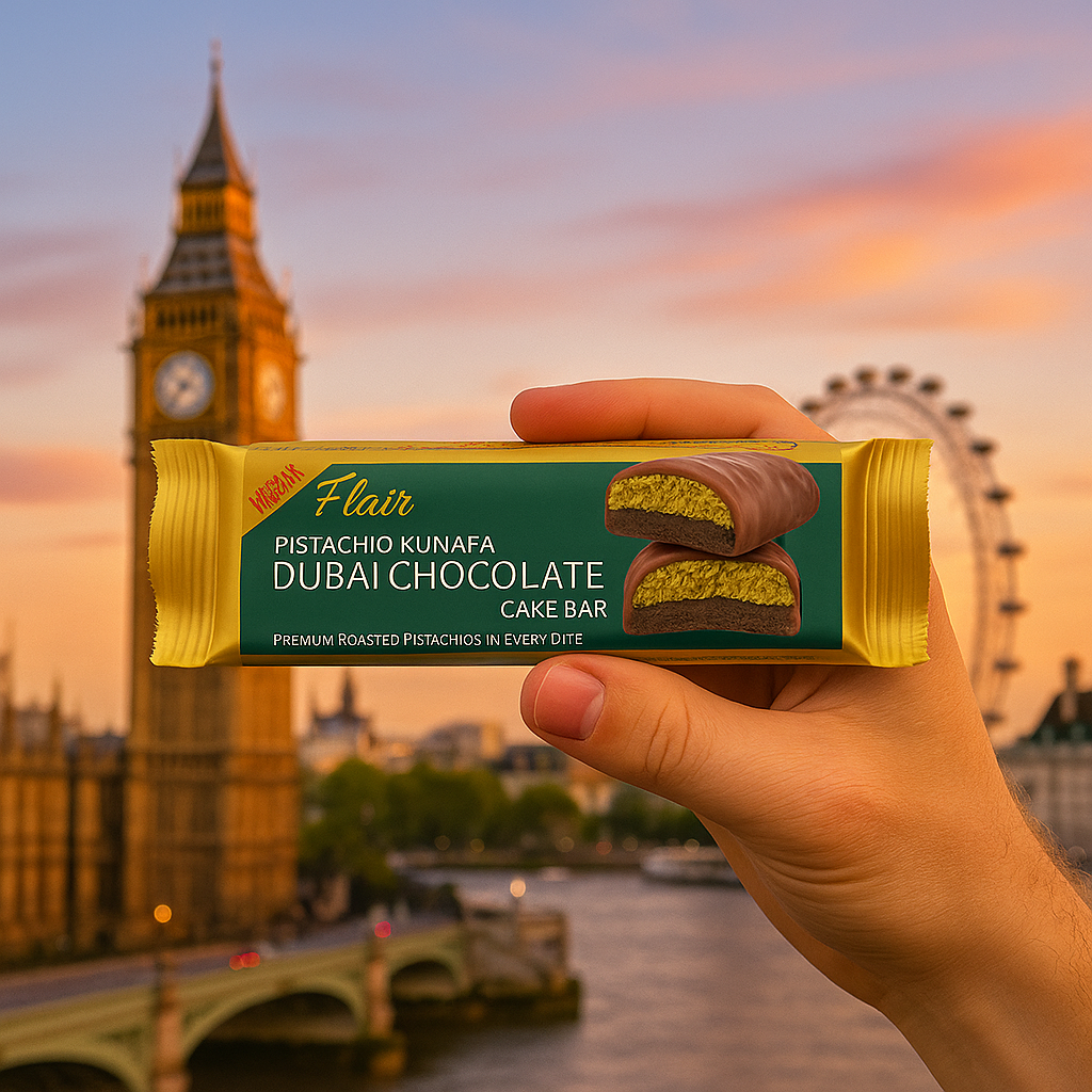 Flair Dubai Pistachio Kunafa Chocolate Cake Bar - 55gm